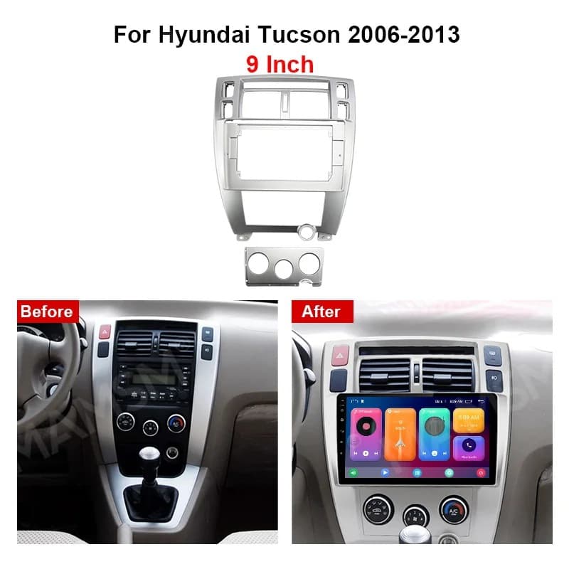 Compatible with 2006-2013 Hyundai Tucson center console navigation bezel, Android bezel, audio panel bezel, 10.1 inch
