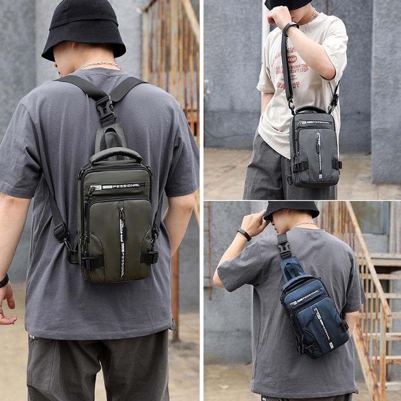 Cross-border Exclusive New Men's Multi-functional Chest Bag Fashion Casual Shoulder Sling Bag Waterproof Space Fabric Small Backpack