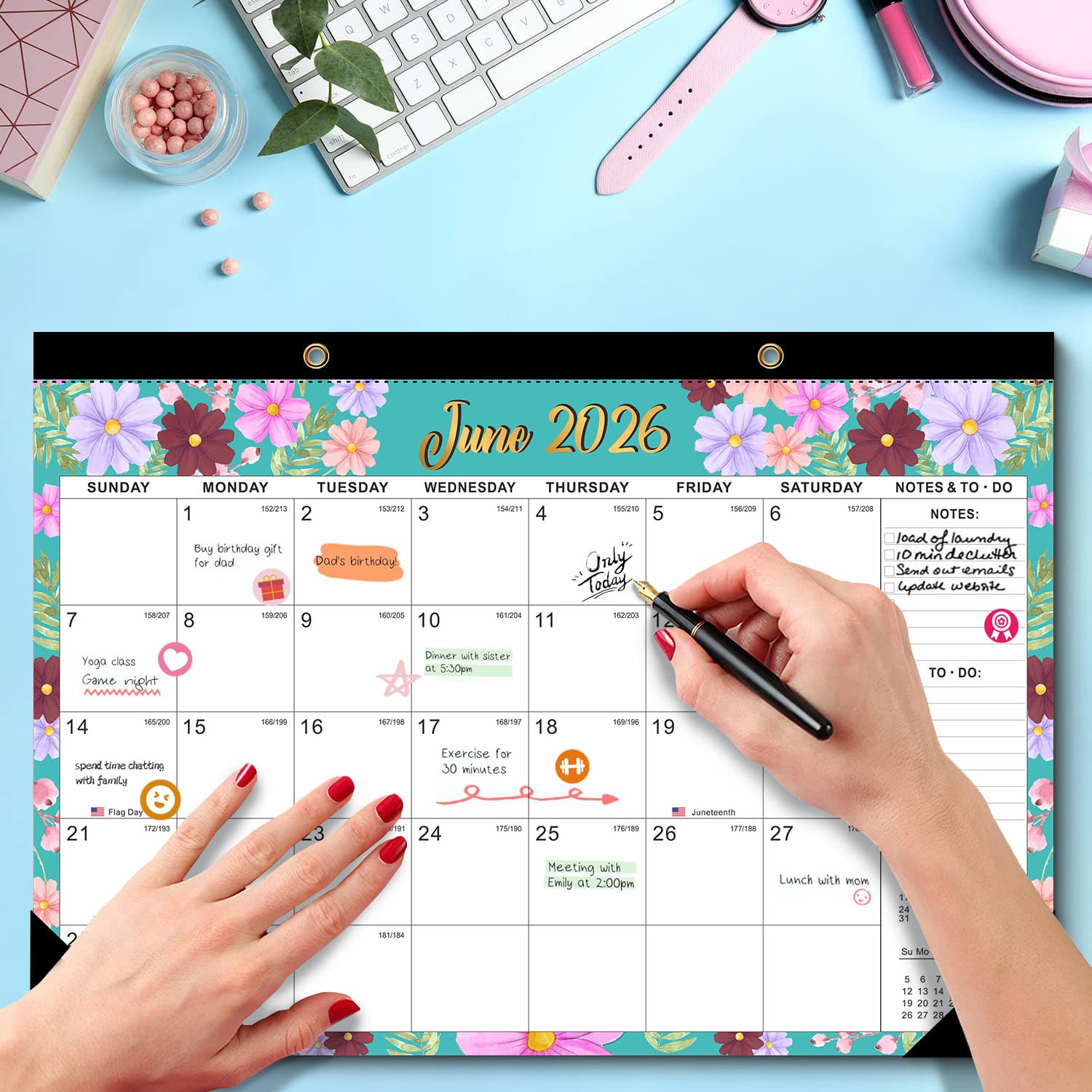Cross-Border 2027 English Version Calendar Amazon Bestseller Wall Calendar 18-Month Countdown English Desktop Simple Desk Calendar