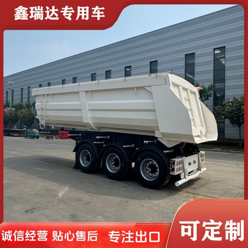 Export Russian dump semi-trailer, coal mine sand and gravel dump, rear-tipping semi-trailer integrated dump semi-trailer