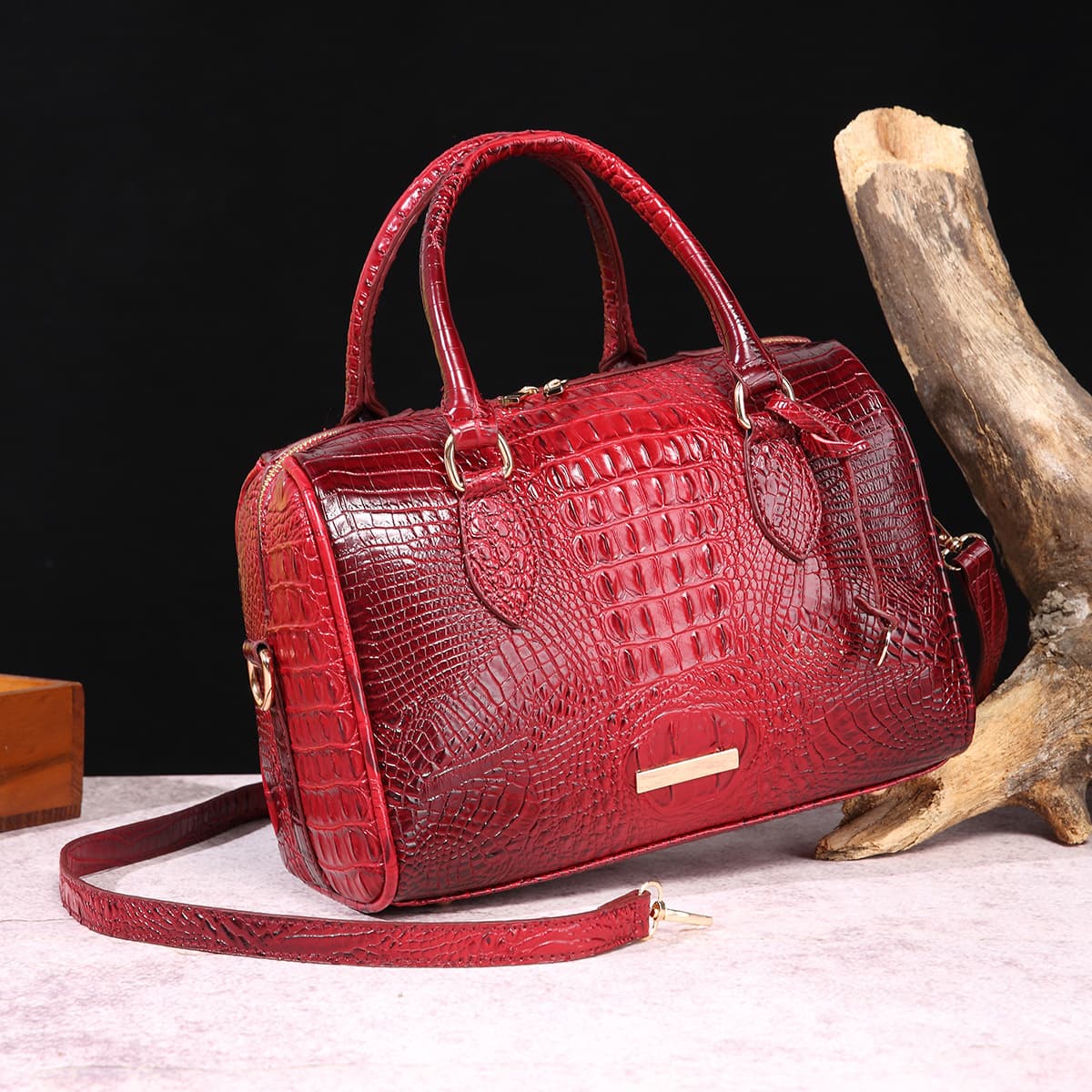 New European and American Cross-Border Amazon Independent Station Handbag Underarm Crossbody Travel Vintage Women's Bag Brahmin Crocodile Texture