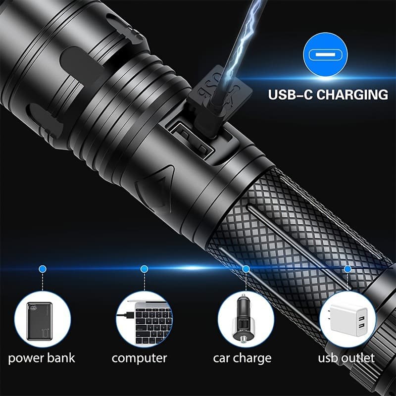 2026 Autumn/Winter Cross-border Foreign Trade New 2-Pack Super Bright Rechargeable LED Flashlight High Lumen