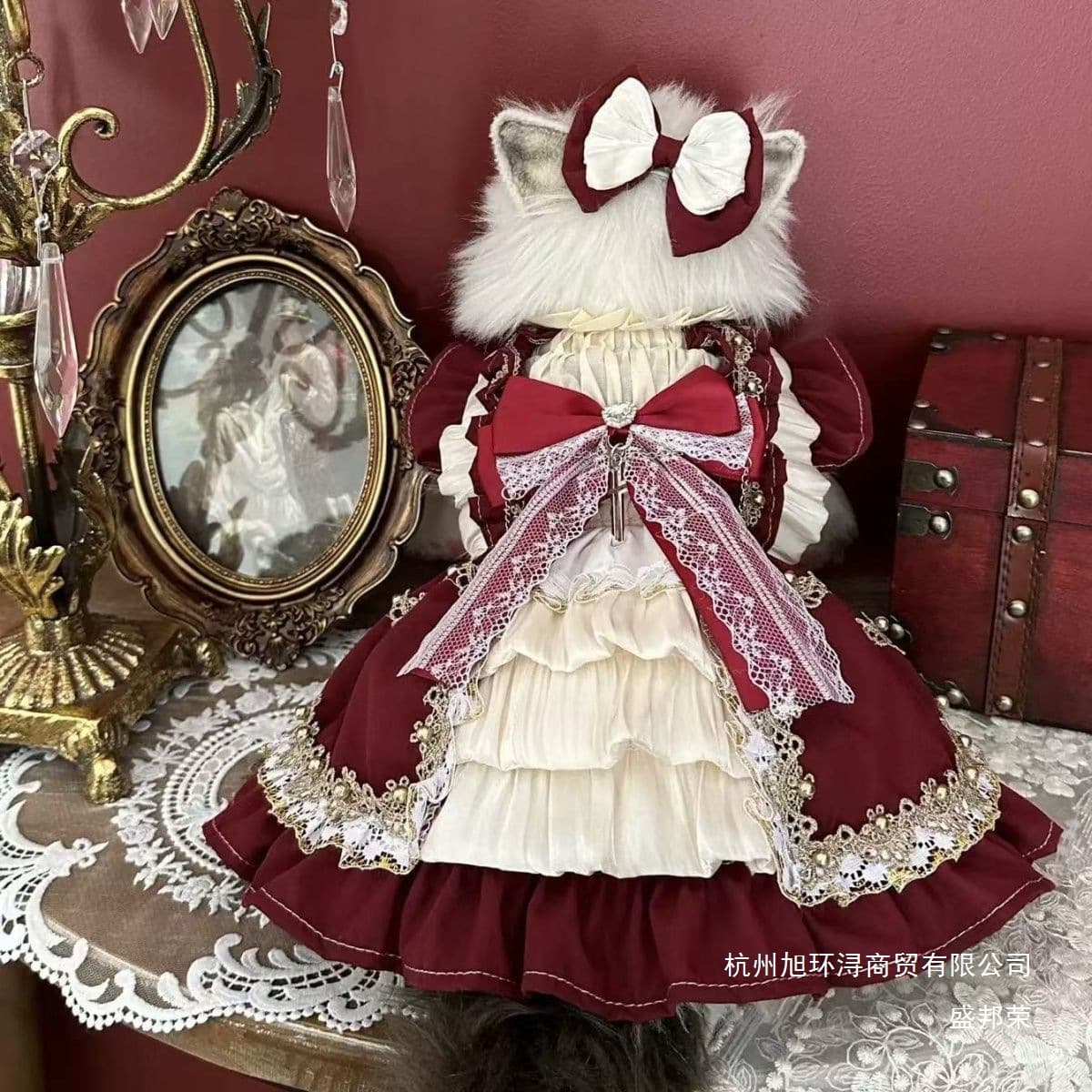 Dog and Cat Lolita Dress Princess Style Lace Trim Teddy Dress Cute Brocade Four Seasons