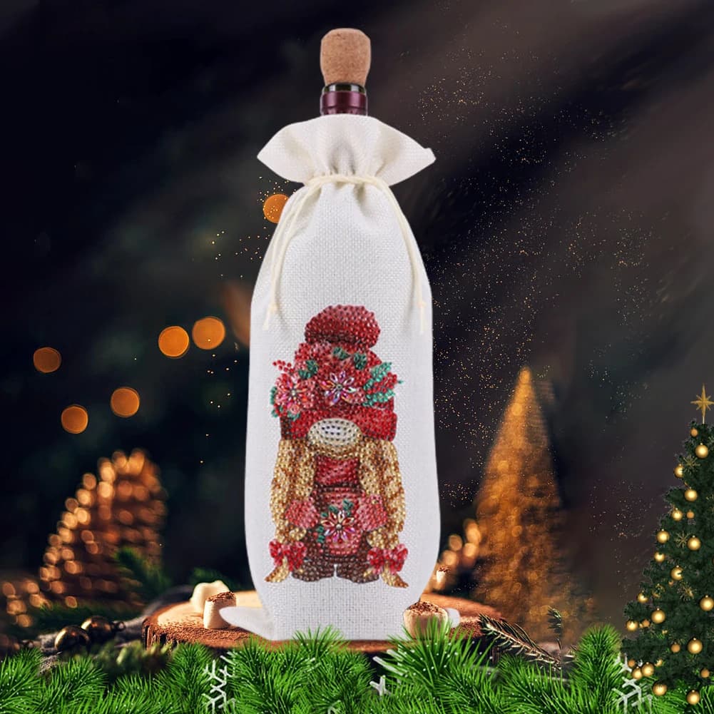 New European and American Christmas Gift Diamond Painting Wine Bag Christmas Linen DIY Point Diamond 5D Gift Bag Candy Bag