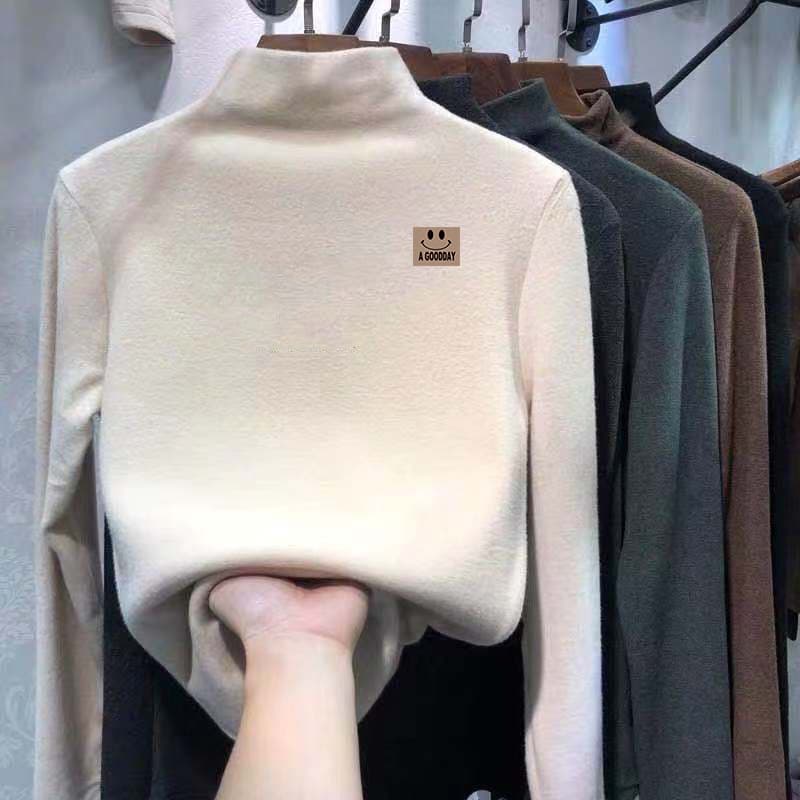 Children's De Velvet Half Turtleneck Undershirt Autumn/Winter New Style Boys T-Shirt for Middle and Older Boys Warm Inner Layer Korean Style Top