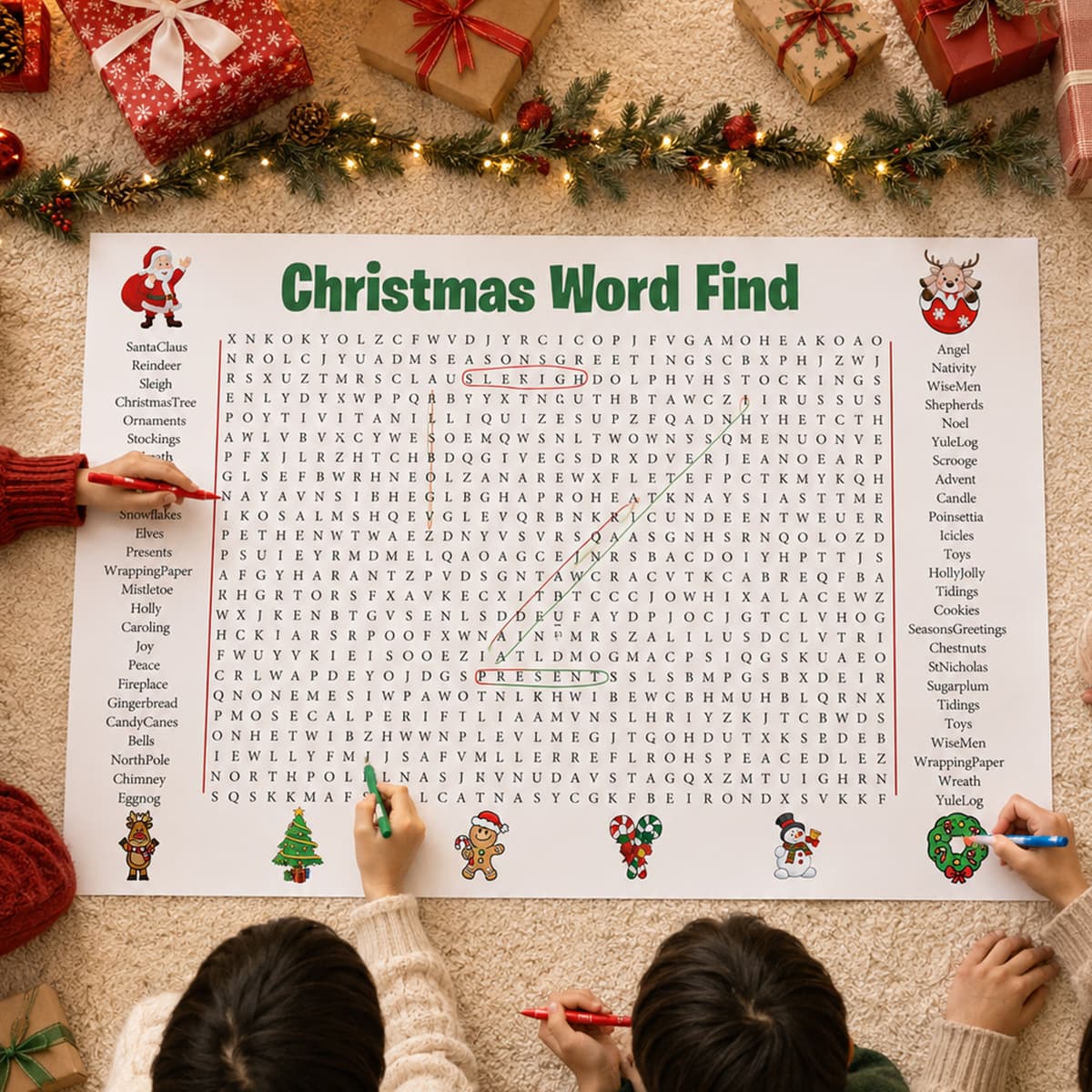 Christmas Letter Search Poster Word Search Find Christmas Word Poster Party Atmosphere Props