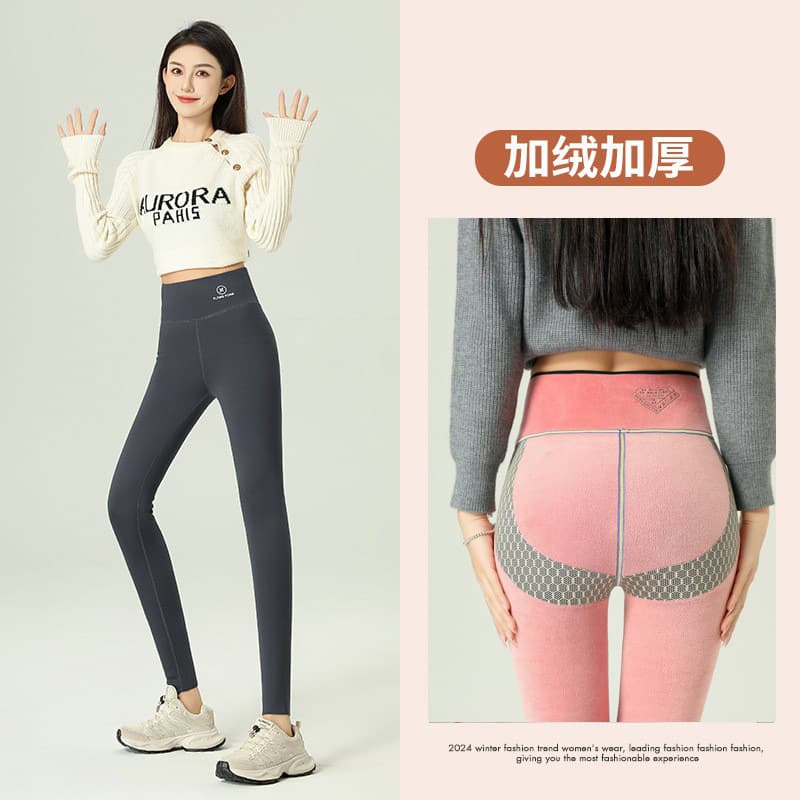 Fleece-Lined Shark Leggings for Women, Winter Tummy Control and Butt-Lifting Cropped Pants, High-Waist Breathable Plus Size Yoga Base Layer Tight Pants for Outer Wear