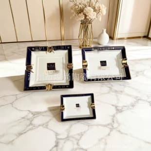 European Luxury Vintage Ceramic Klein Blue Ashtray Creative Home Living Room Cigar Ashtray KTV Ashtray