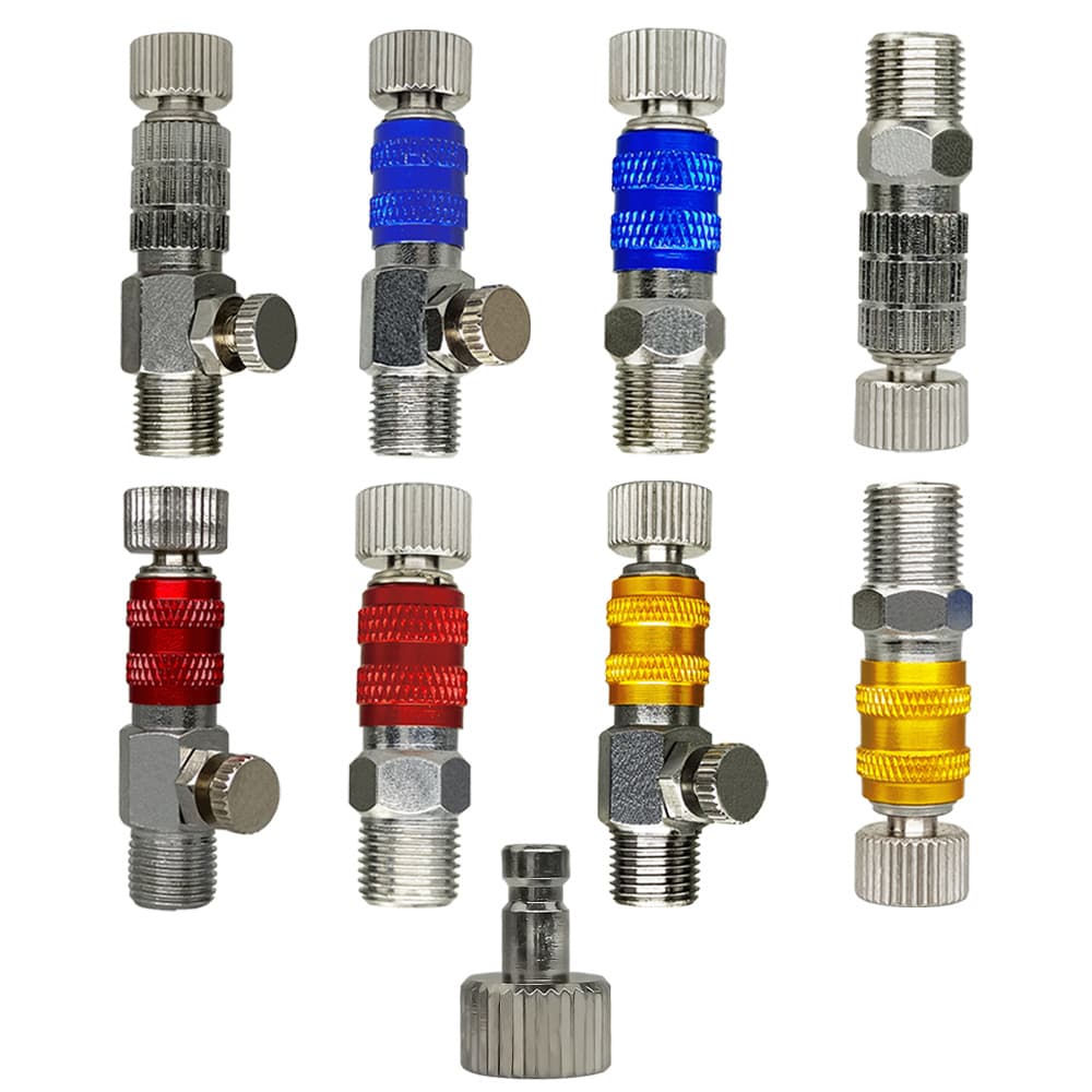 Model Airbrush Hose Quick Connectors with Airflow Control, Self-Locking Fittings for Painting and Pneumatic Systems