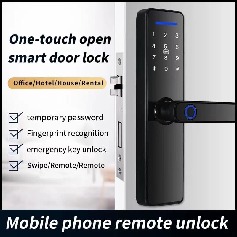 S811 Hot-Selling Tuya Smart Lock with App Remote Control, Fingerprint Card Password Key Opening, and Wi-Fi.