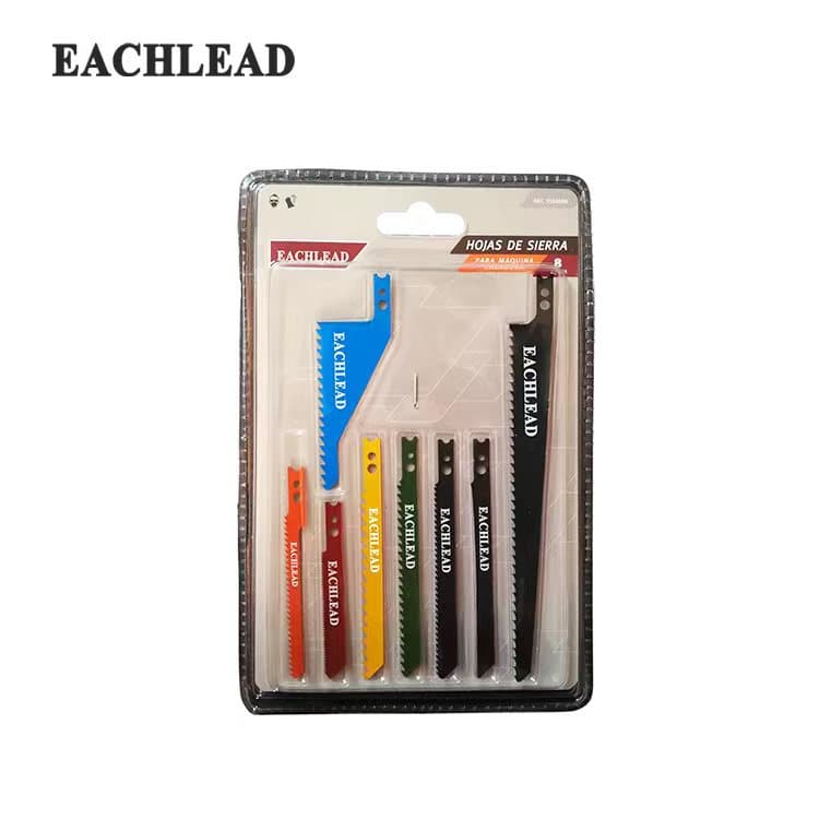 8-piece set of scroll saw blades for wood and metal cutting, universal multi-purpose coarse and fine tooth scroll saw blades