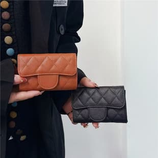 Designer Chanel-Style CF Coin Purse, Diamond Grid Card Holder, Multi-Functional Small Pouch, Earphone Case Compatible