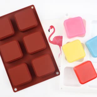 JuDian 6-Cavity Rounded Square Silicone Cake Mold, Mousse Bread Mold, Baking Tool, DIY Soap Mold