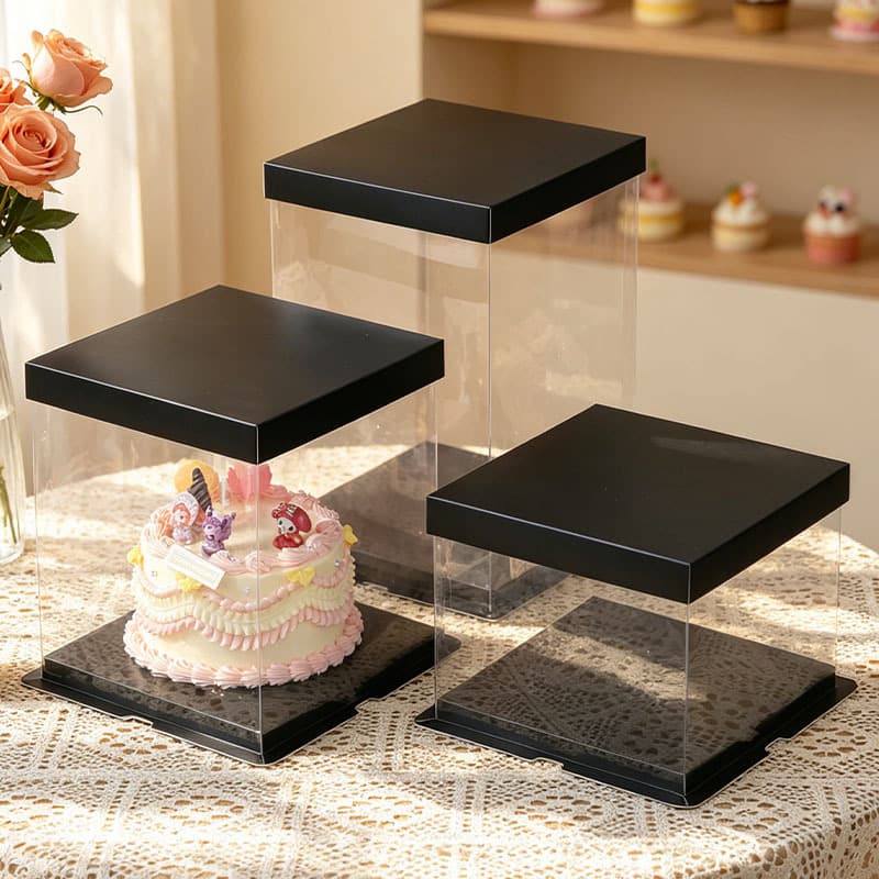 Clear Cake Packaging Box Birthday Baking Takeout Box Plastic Gift Wrapping Gift Box Custom Bakery Box
