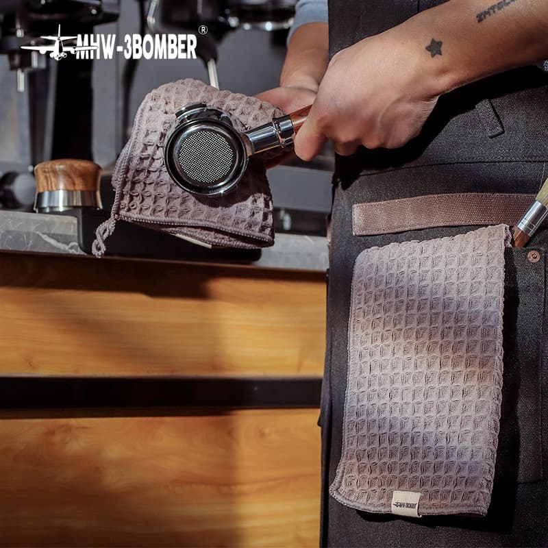 Bomber Bar Towel Coffee Machine Milk Froth Cloth with Lanyard Small Towel Absorbent Quick-Dry Streak-Free Waffle