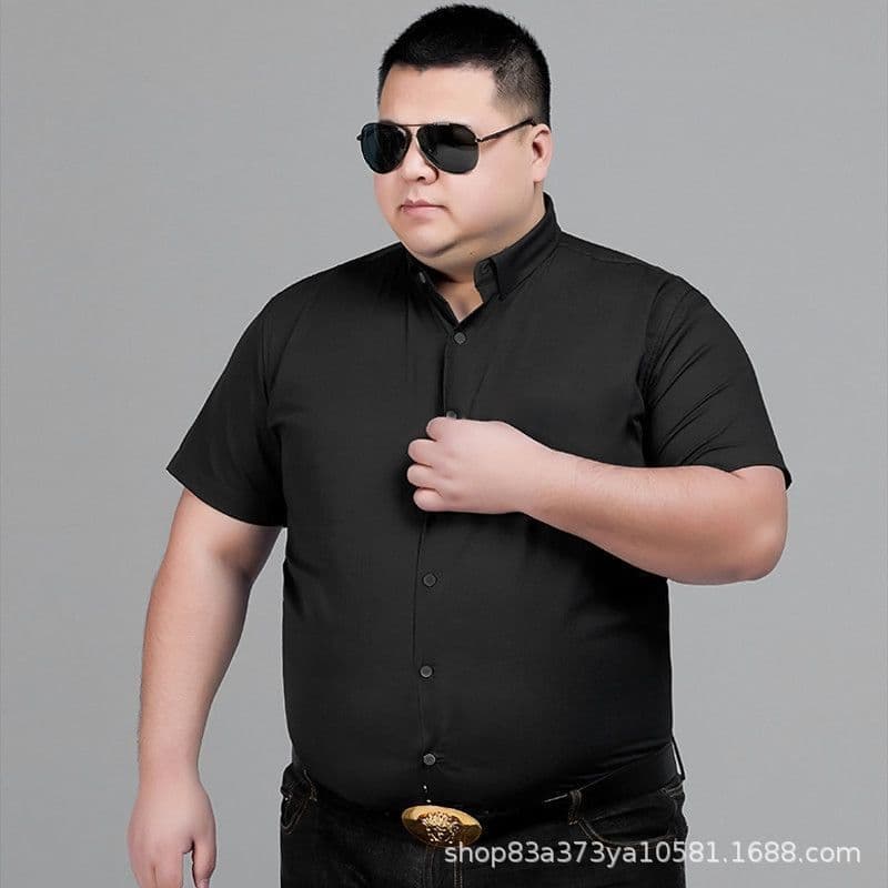 Fat Brother Plus Size Shirt White Short Sleeve Men's Suit Formal Plus Fat Extra Large Loose Fat Man Business Fat Guy Shirt Trendy