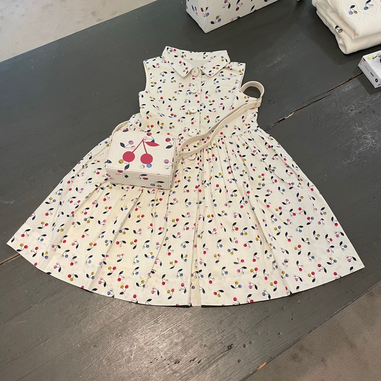2026 Summer New Sleeveless Dress for Girls, Cherry Print Cotton Long Dress, Sweet Style for Children