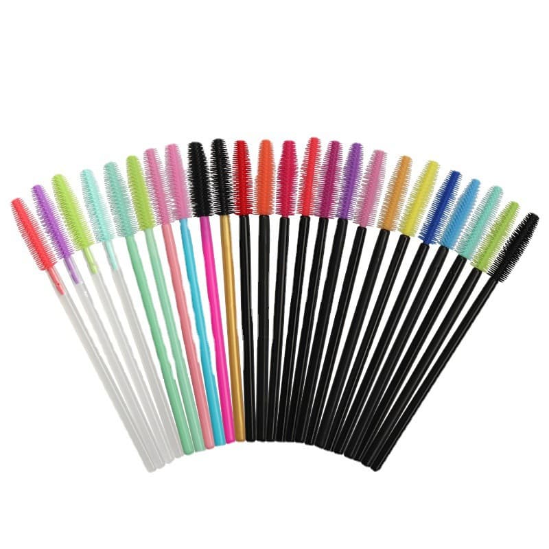 Disposable Colored Silicone Brushes for Eyelash Extensions, 50 Pieces/Pack, Tower-Shaped Small Brushes, Portable Eyebrow and Eyelash Combs, Wholesale