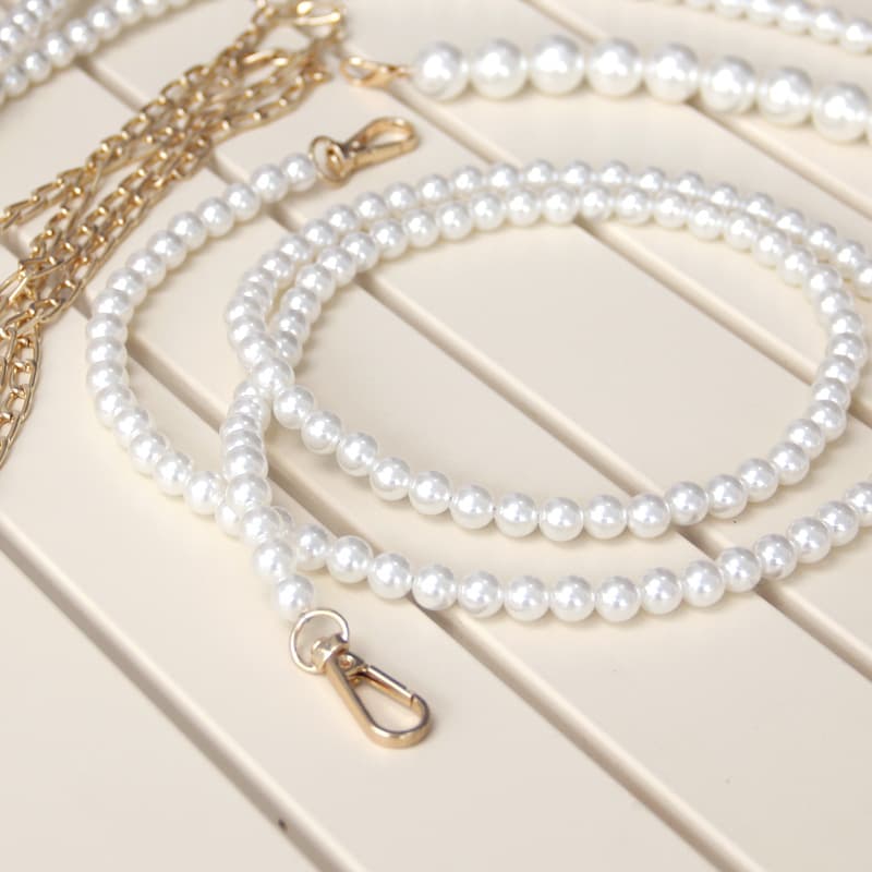 Metal Clasp Replacement Handbag Chain with Pearl Design Diagonal Shoulder Strap Bag Chain Waterproof ABS Material Pure Color