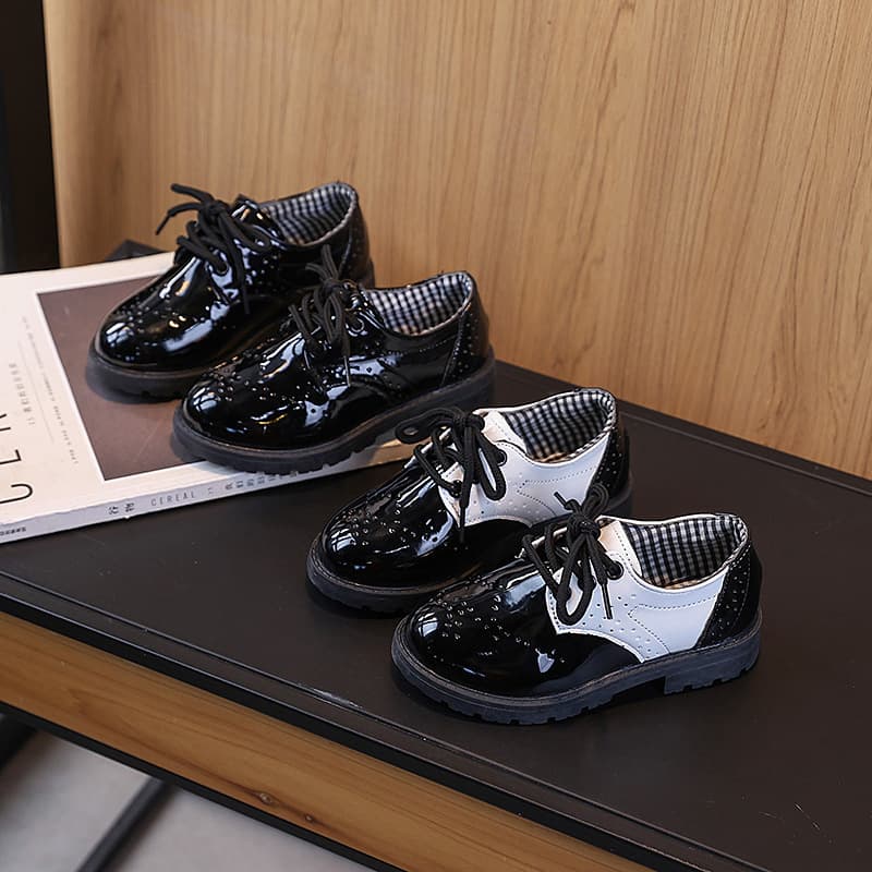 2025 Spring/Autumn Children's Leather Shoes, Boys' Black Dance British Style, Girls' Versatile Wedding Performance Shoes Trendy
