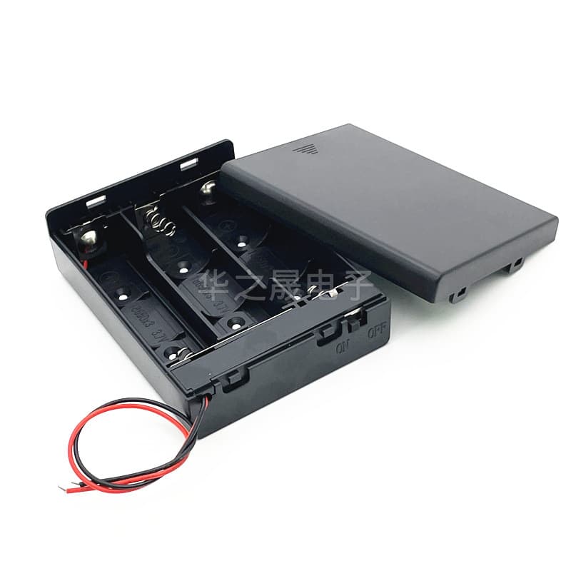 18650 Battery Holder 3 Cells in Series with Switch and Cover 12V Solderless Connector Light Power Box 3-Cell Series