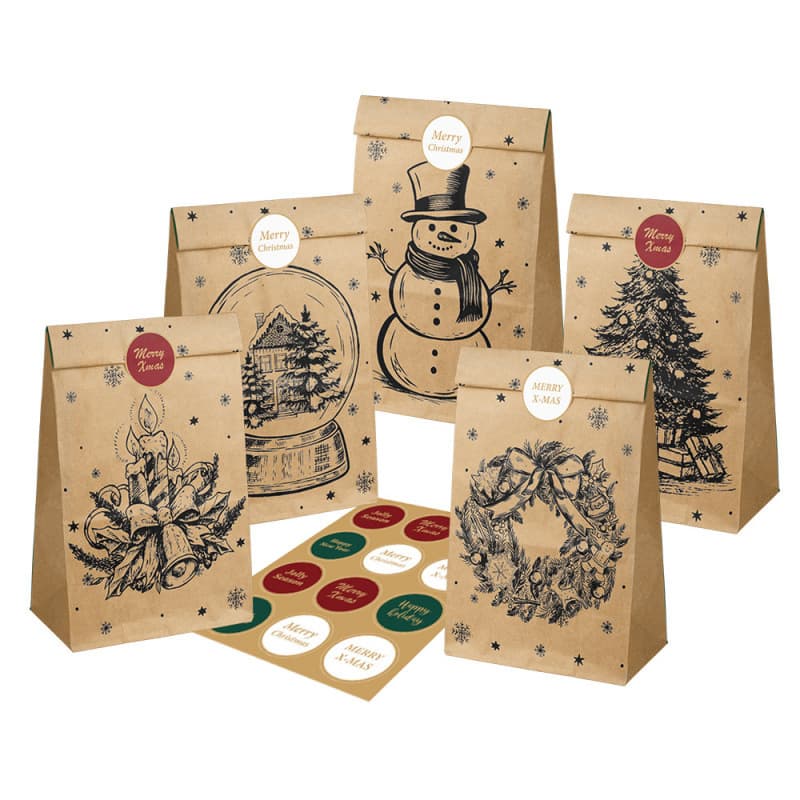 Christmas packaging paper bags gift paper bags cross-border festival Christmas decoration food bags advertising bags Christmas wholesale