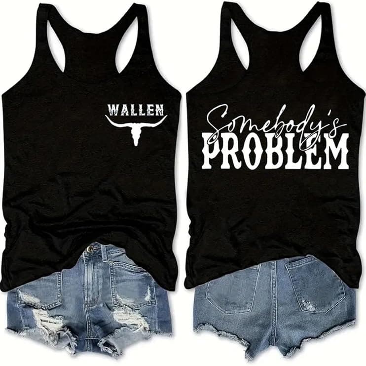 2025 Sexy Cool European-American Cross-border Women's Round Neck Print Vest Summer Hot Selling Foreign Trade Versatile Sleeveless Top