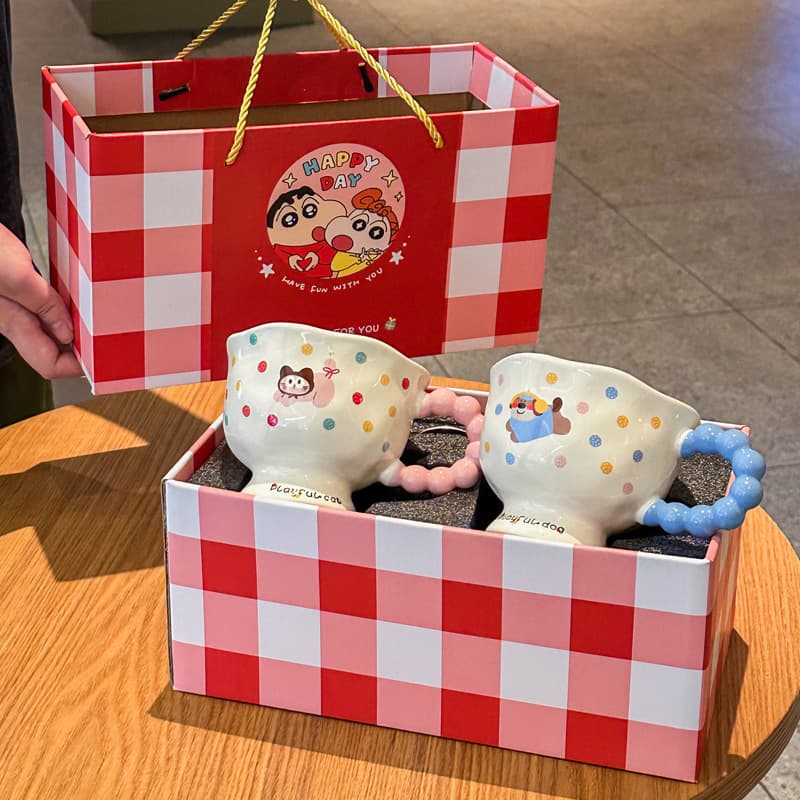 Creative cute couple pair of cups, a pair of ceramic mugs for boys and girls as wedding gifts, high-end gift boxes