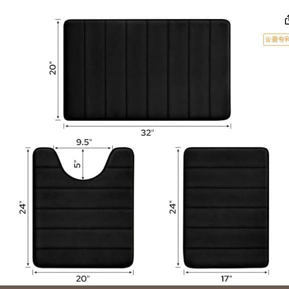 Cross-border export striped coral velvet floor mat bathroom floor mat bathroom absorbent foot mat three-piece set toilet foot mat