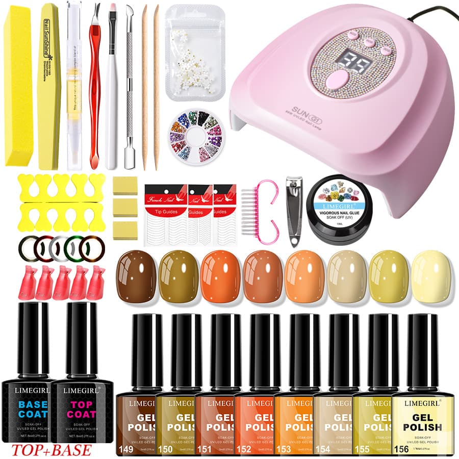New Cross-Border Nail Art Set 10 Bottles Gel Polish UV/LED Lamp Nail Tools Flower Decorations Full Set In Stock