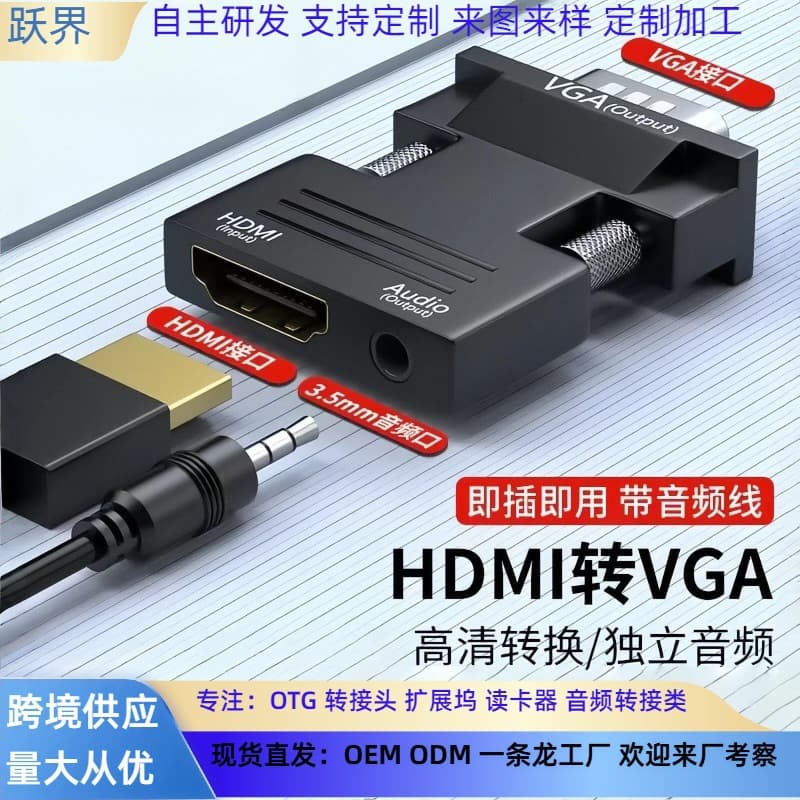 15 HDMI to VGA Converter Adapter Cable with Audio, High-Definition Interface for Graphics Card, Set-Top Box