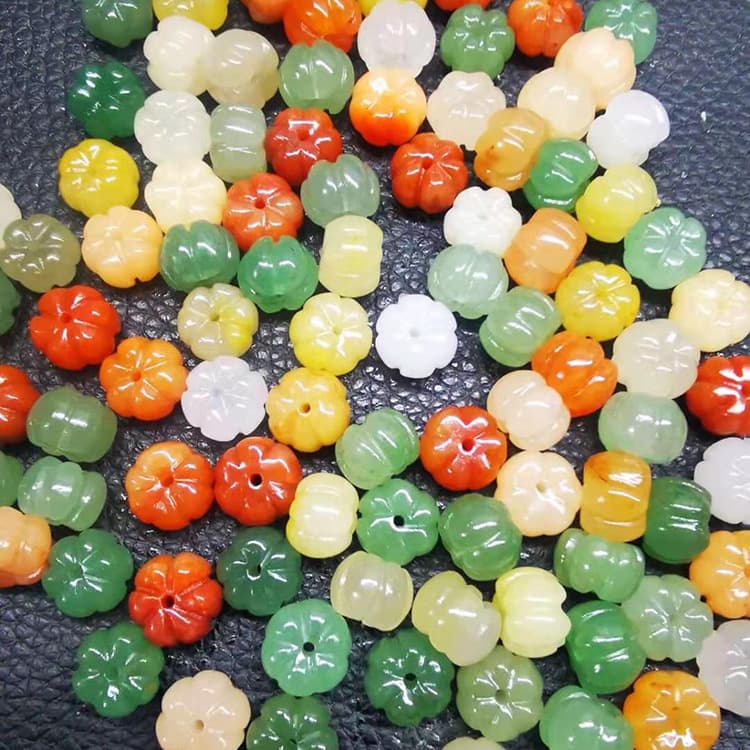 Xinjiang Golden Silk Jade Pumpkin Beads, Dongling Jade Pumpkin Beads DIY Accessories