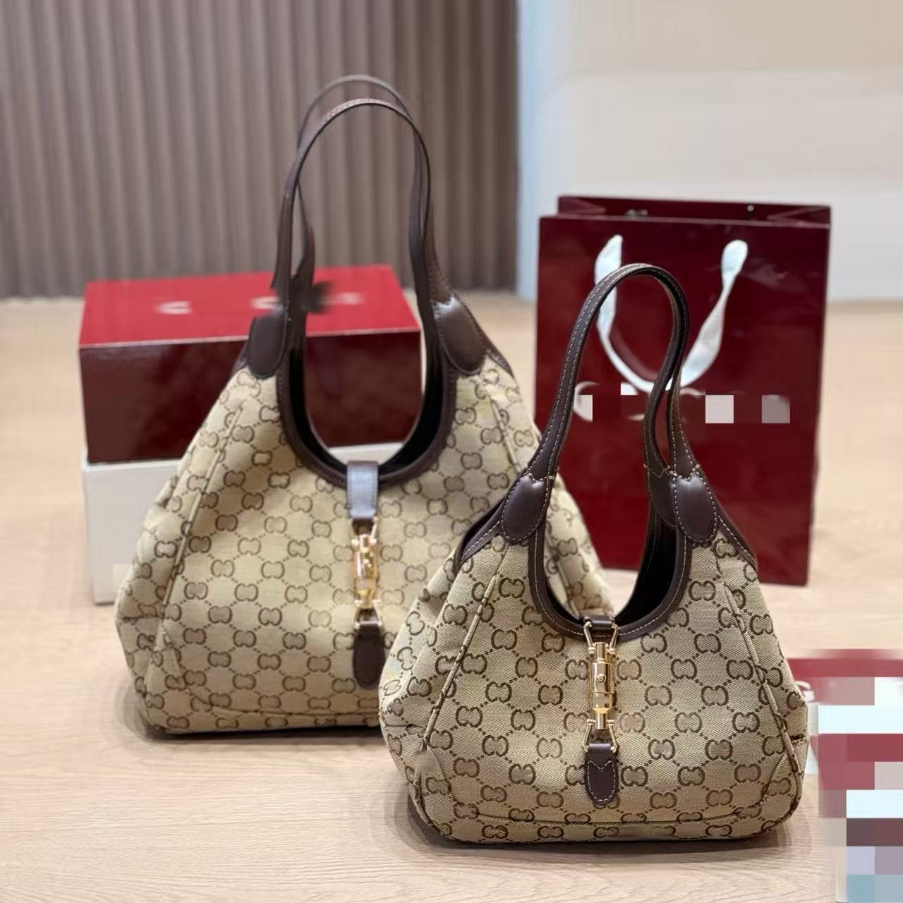 G 2026 New Cross-border Vintage Light Luxury Fashion Classic Monogram Genuine Leather Series Medium Tote Bag Shoulder Bag