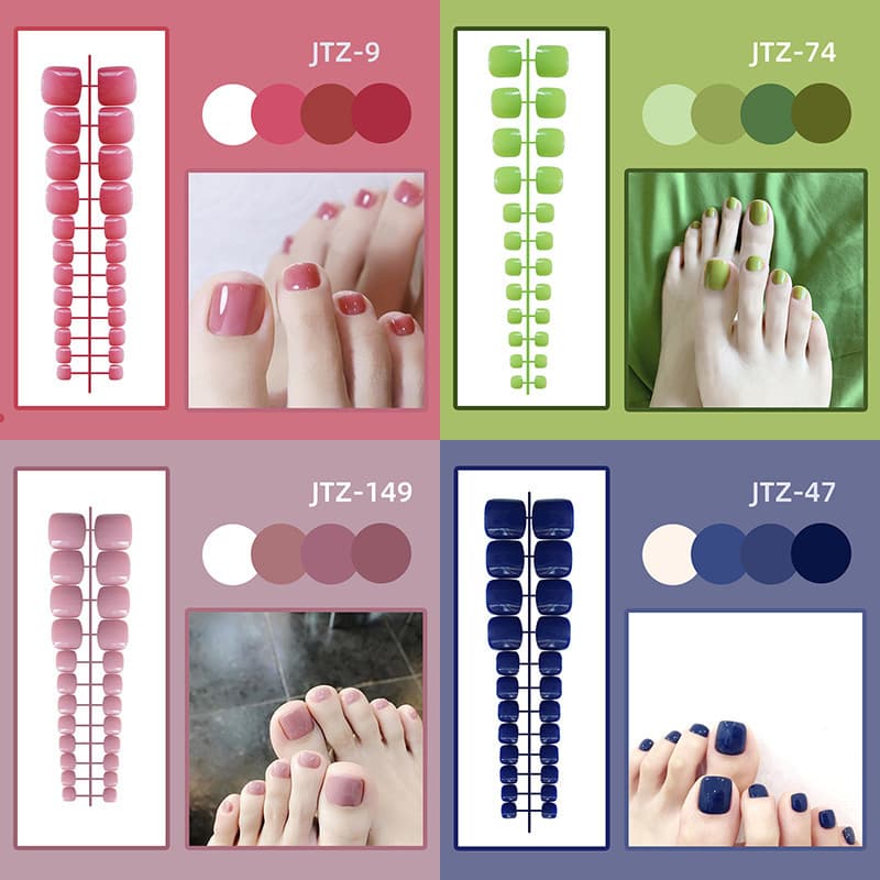 [Strip] Toenail Glossy Nail Wraps Fake Nails Finished 24pcs Wearable Nail Art Tool Tips Wholesale