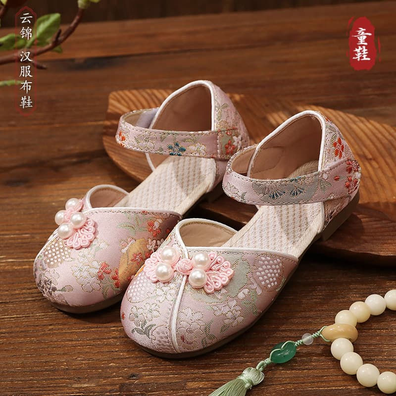 Girls Embroidered Shoes Summer New Sandals Children Cloth Shoes Hanfu Shoes Baby Costume Performance Shoes Old Beijing Cloth Shoes