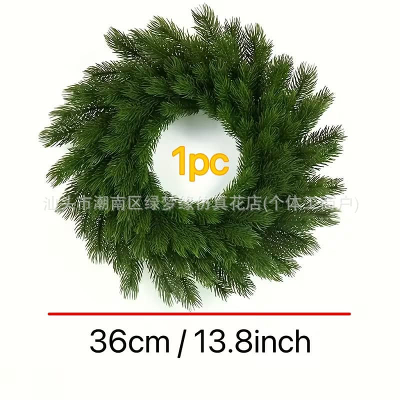 Temu Christmas Wreath Decoration Christmas PE Pine Needle Wreath Door Ring Craft Simulated Plant Christmas Decoration