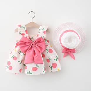 Summer New Princess Spaghetti Strap Dress Baby Cotton Dress Drop Shipping Kids Clothing 1057