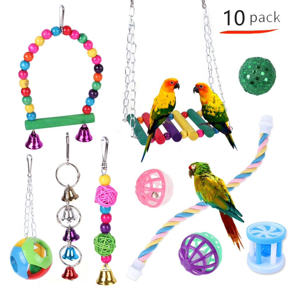 Pet Bird Toy Set Hanging Cage Swing Rainbow Bridge Parrot Toy Combo Bird Supplies Rainbow Bridge Hanging Swing Parrot Toys