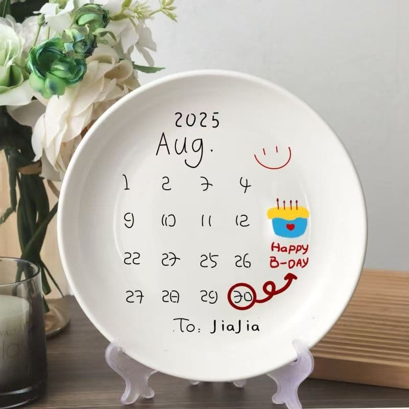 Ins Style Home Dipping Sauce Dish Small Plate Cute Snack Mini Dessert Calendar Ceramic Creative Birthday Plate