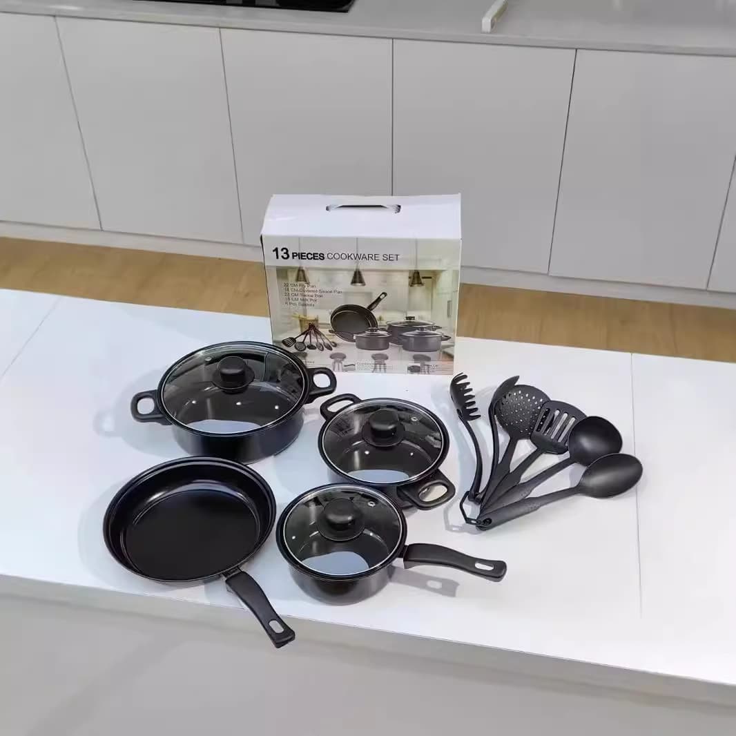 13-Piece Cookware Set Multi-Function Stockpot Milk Pot Frying Pan Combination Set Export Cookware