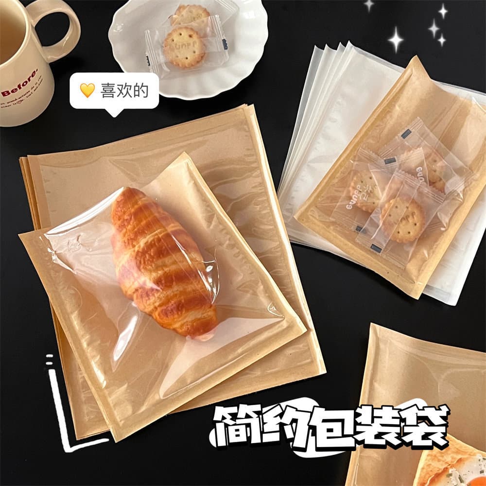 Disposable Sealed Bread Bag Baking Food Packaging Greaseproof Paper Toast Bag Sandwich Donut Cookie Bag