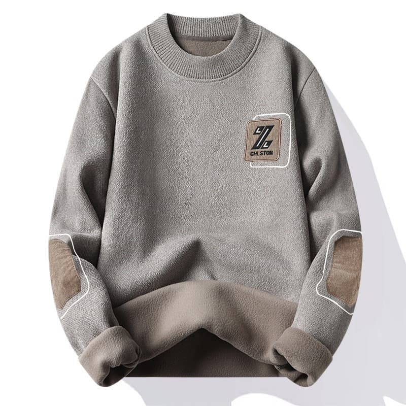 Men's sweater winter new style chenille integrated fleece warm fleece-lined underwear woolen shirt round neck base layer knitwear men
