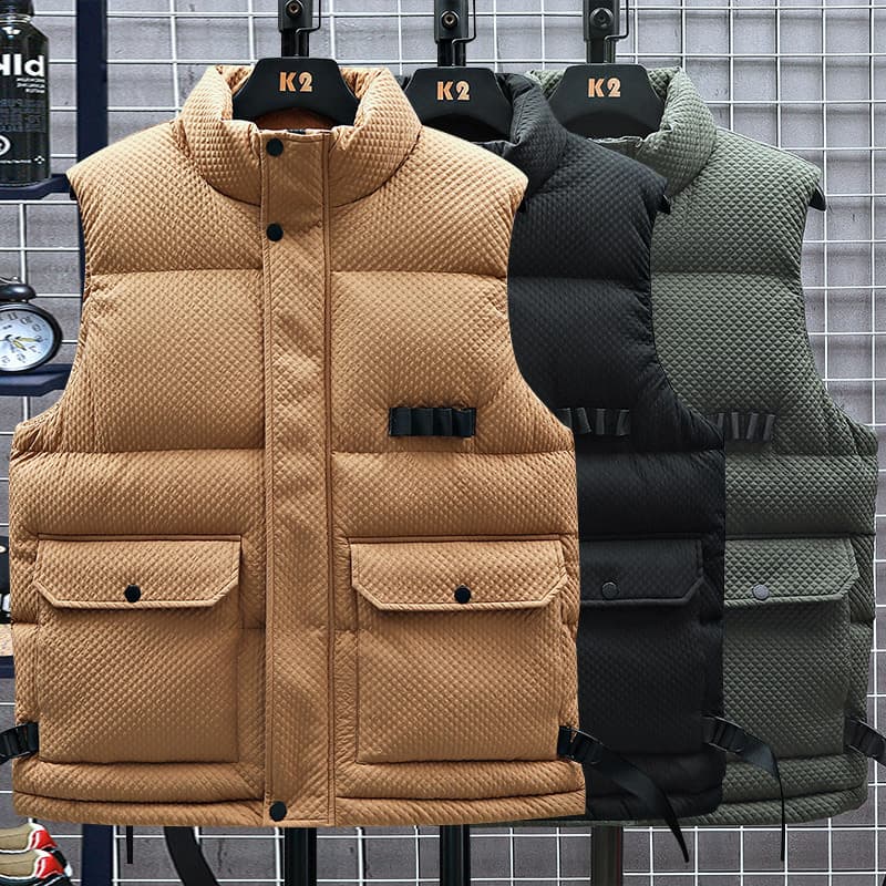 Men's workwear vest, autumn and winter trendy versatile warm vest, plus size loose casual men's vest
