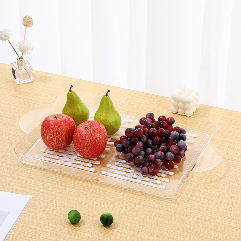 Cross-border Serving Tray Rectangular Restaurant Non-slip Plate Commercial Large with Handles Double Ear Tea Water Tray