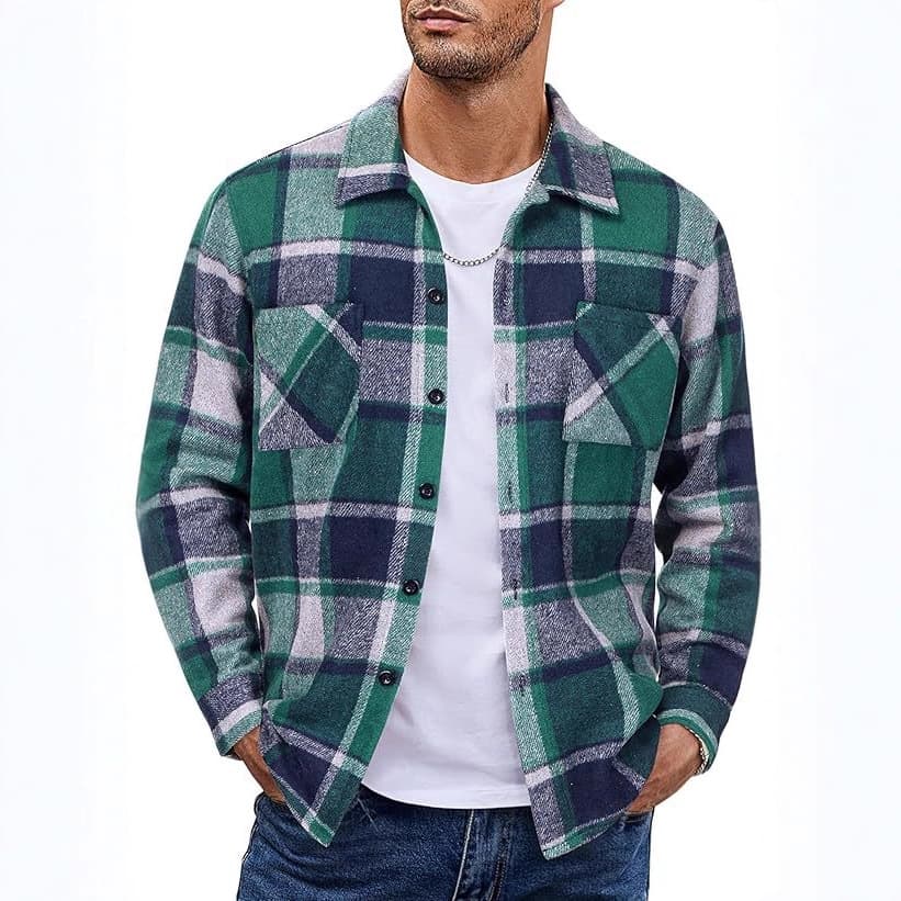 Cross-border Amazon New Autumn/Winter Men's Shirt Jacket with Brushed Finish for Young Men