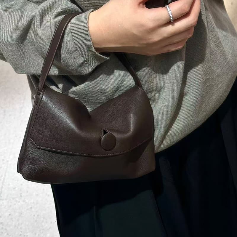 Minimalist Cashmere Suede Button Sally Bag Simple Phone Bag Handbag Fashion Women's Bag Minimalist Small Square Bag