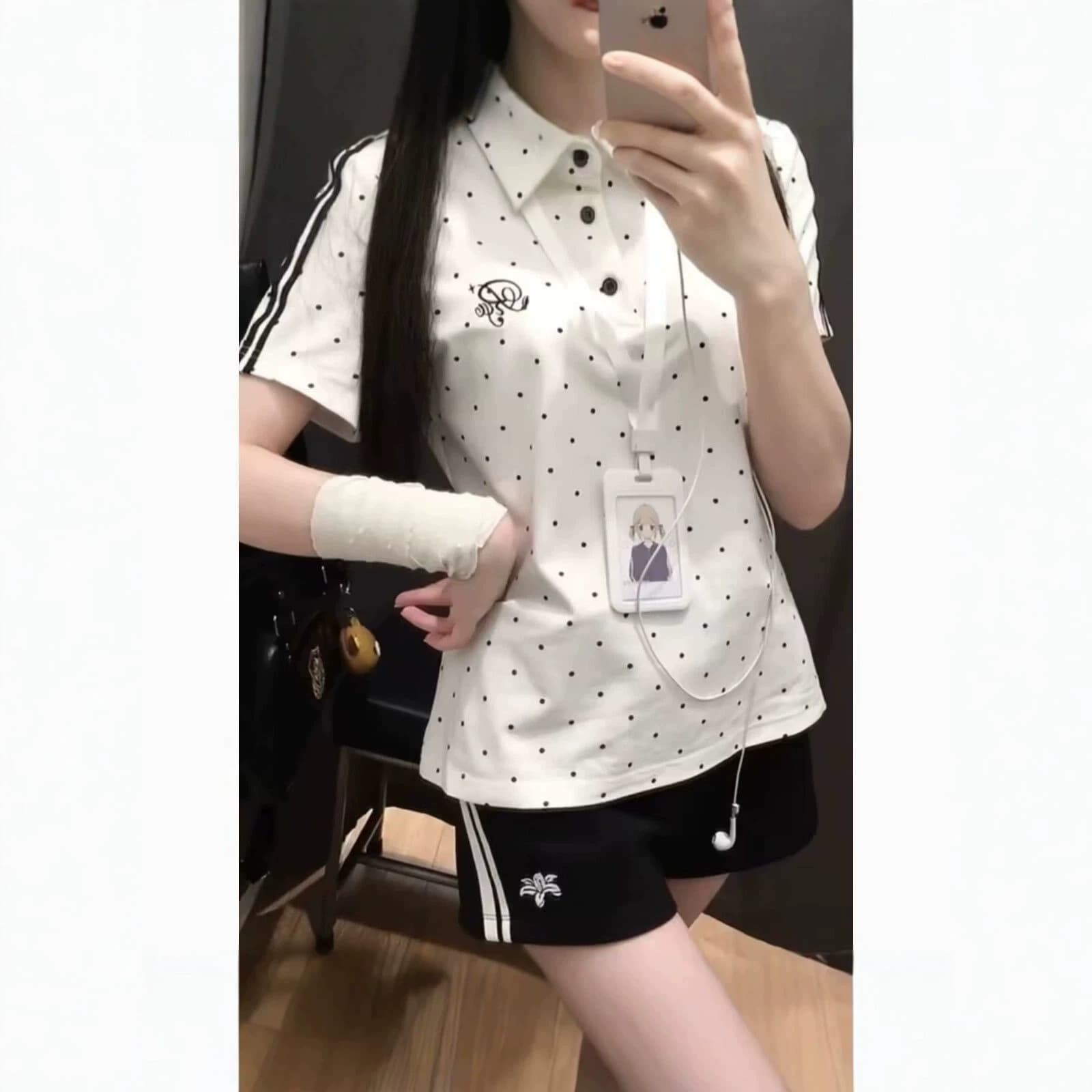 Summer New Arrival School Style Sporty Japanese Gymnastics Set Polo Shirt with Embroidery Unique Design Casual Top