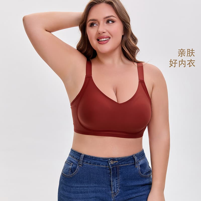 Wire-Free Jelly Large Size Bra, Push-Up, Side Breast Collection, Seamless Underwear for Women, Large Bust Minimizing Bra, Anti-Sagging