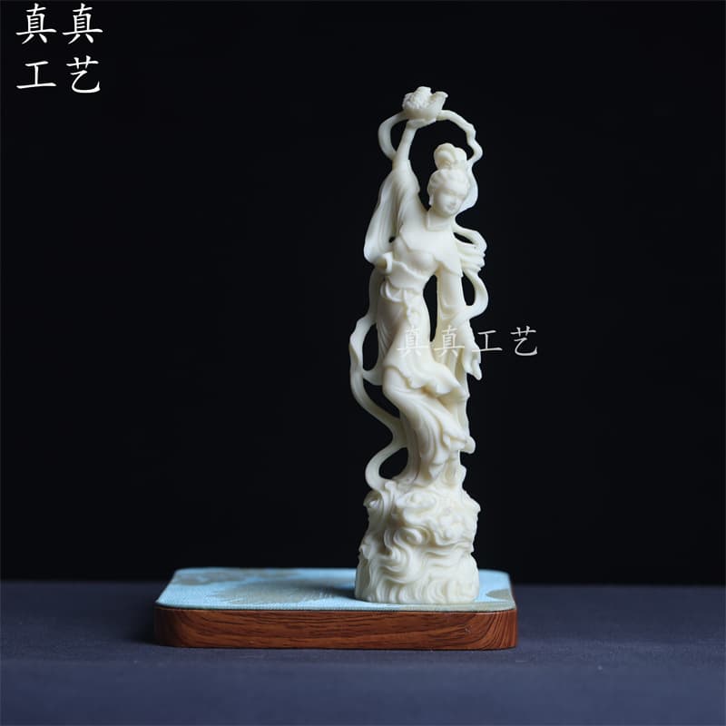 Ivory Nut Celestial Maiden Scattering Flowers Beauty Figurine Home Decoration Office Decoration Display Shelf Craft Statue Gift