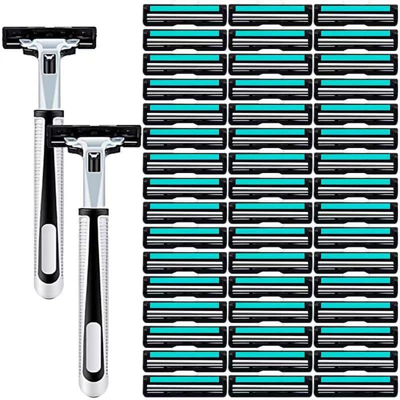 Factory Price Classic 2-Layer Blade Manual Razor, Men's Shaver with Double-Layer Head and Stand, Ready Stock Wholesale